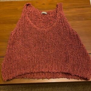 Vince shaggy knit top in light burgundy color